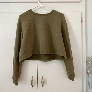 Madewell Green Cropped Boxy Long Sleeve Sweatshirt XS